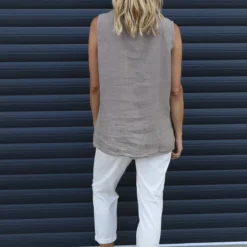 Persephone Sleeveless Linen Top Mocha -Kitandkaboodal Store IMG 9842 232ac333 f1ab 4d66 91d9 91b0304ac480