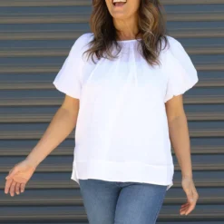 Bude Puff Sleeve Cotton Top White 7 Bude Puff Sleeve Cotton Top White -Kitandkaboodal Store IMG 9846 49d4df9f 4166 49c7 a174 794c1e55631b