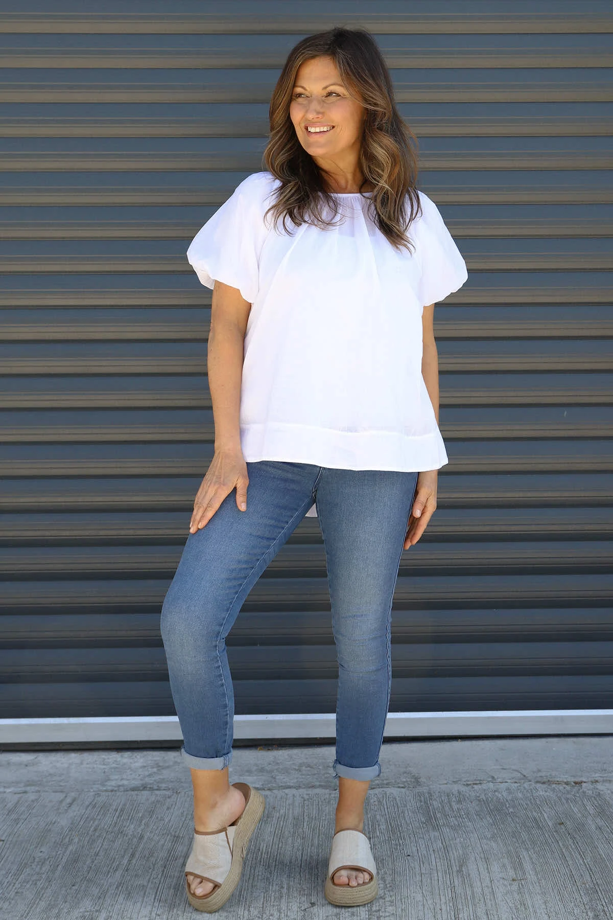 Bude Puff Sleeve Cotton Top White 5 Bude Puff Sleeve Cotton Top White - Image 3