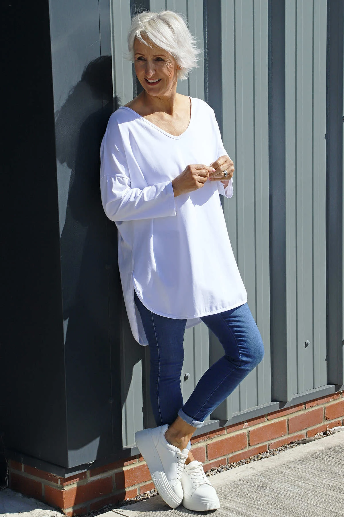 Abira V-Neck Cotton Top White 3 Abira V-Neck Cotton Top White