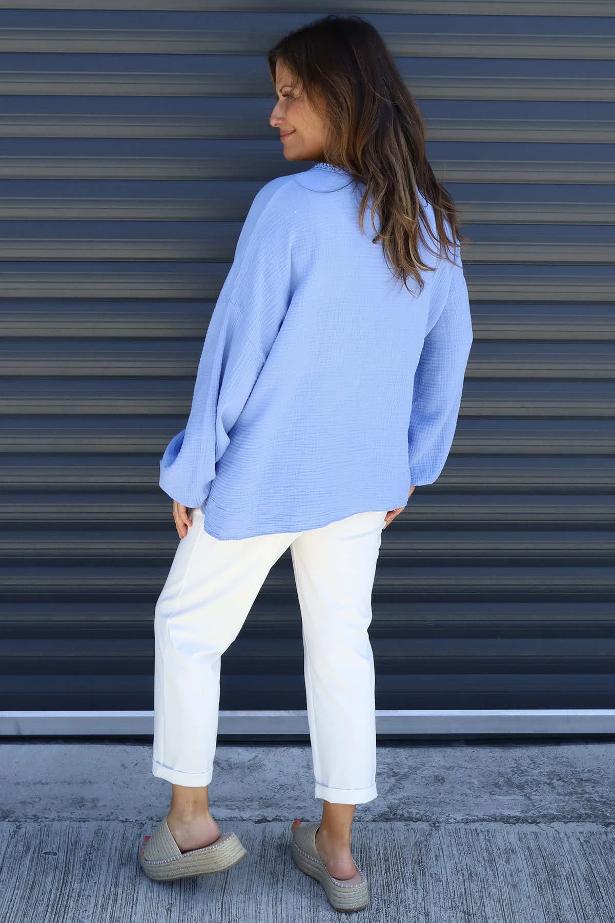 Kalkan Crinkle Cotton Jacket Powder Blue 6 Kalkan Crinkle Cotton Jacket Powder Blue - Image 4