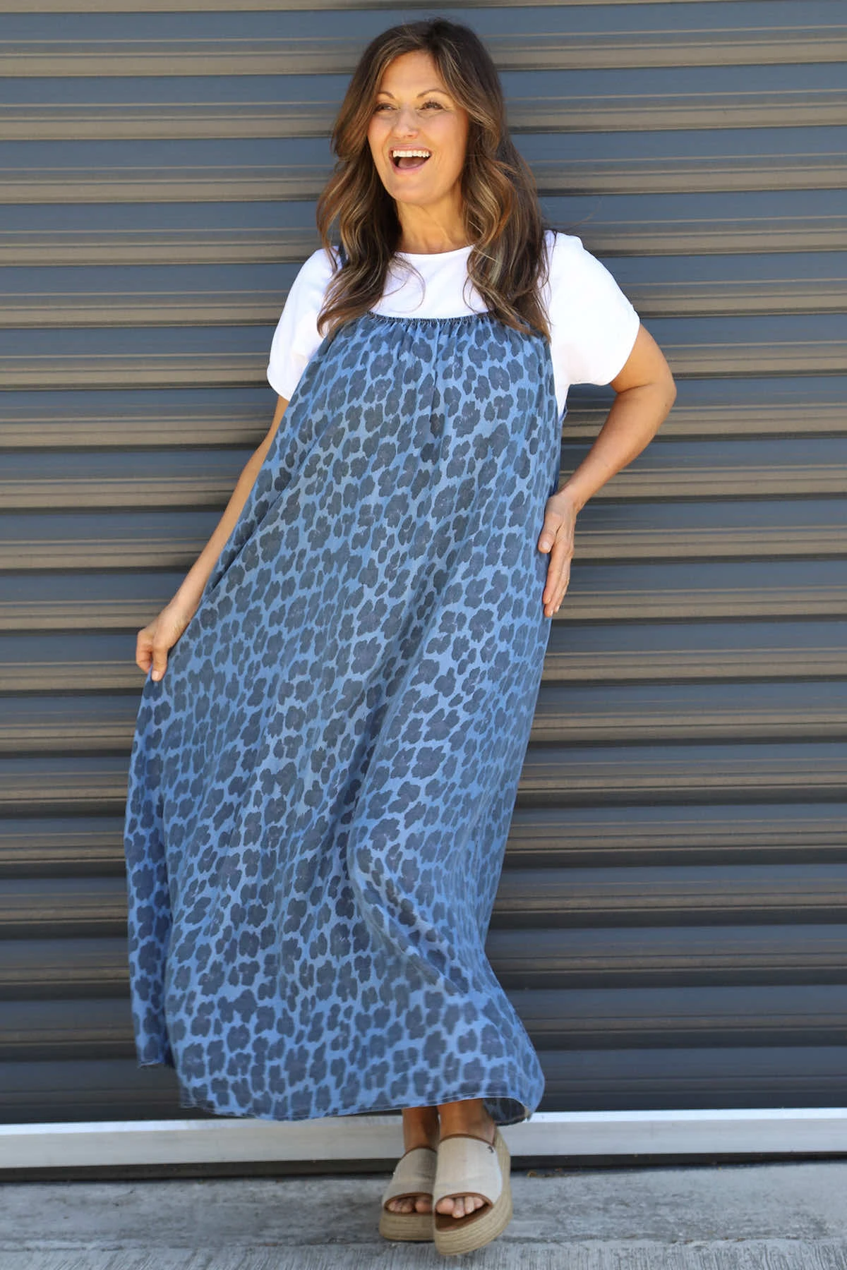 Lantic Strap Leopard Print Denim Dress Mid Denim 3 Lantic Strap Leopard Print Denim Dress Mid Denim