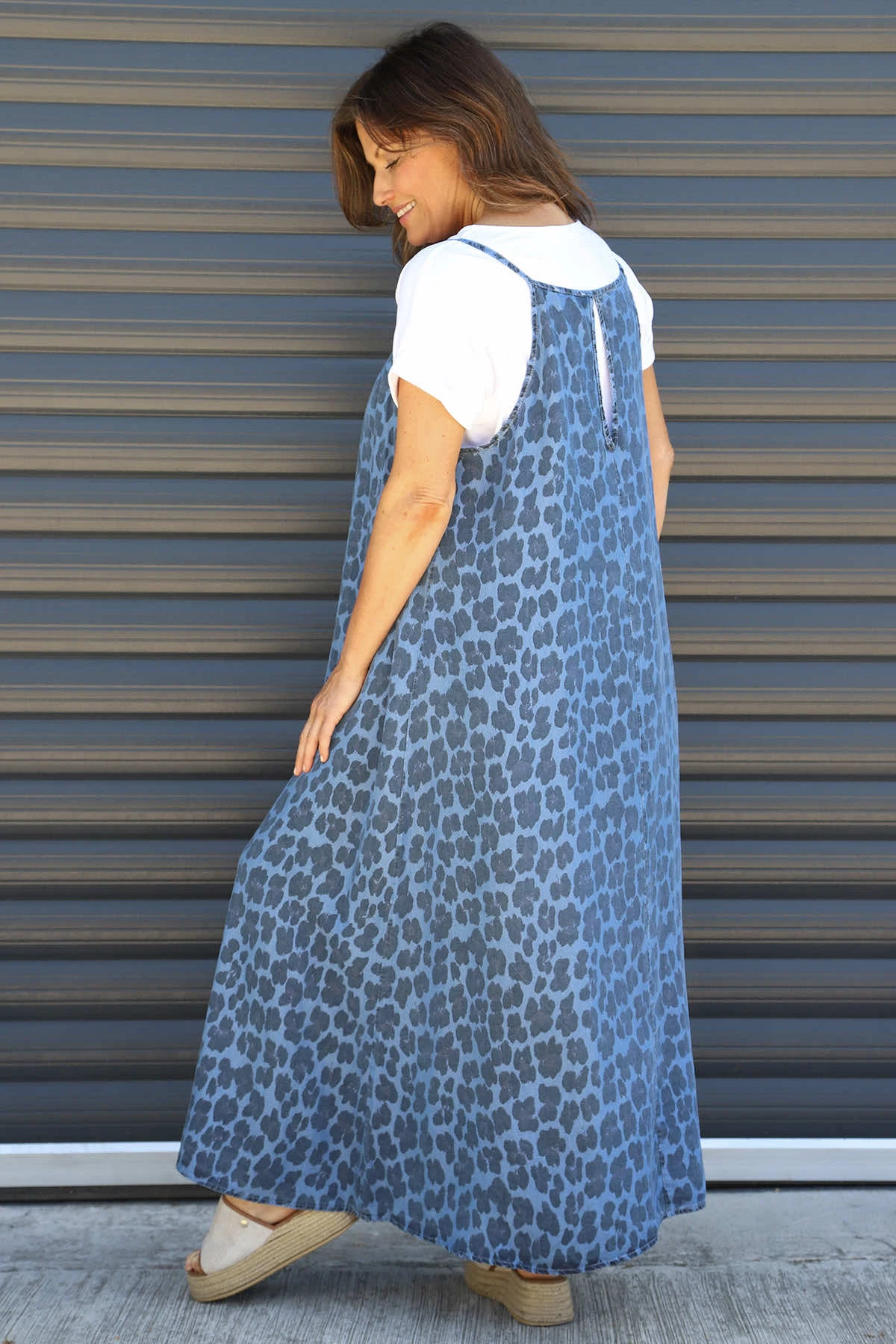 Lantic Strap Leopard Print Denim Dress Mid Denim 5 Lantic Strap Leopard Print Denim Dress Mid Denim - Image 3