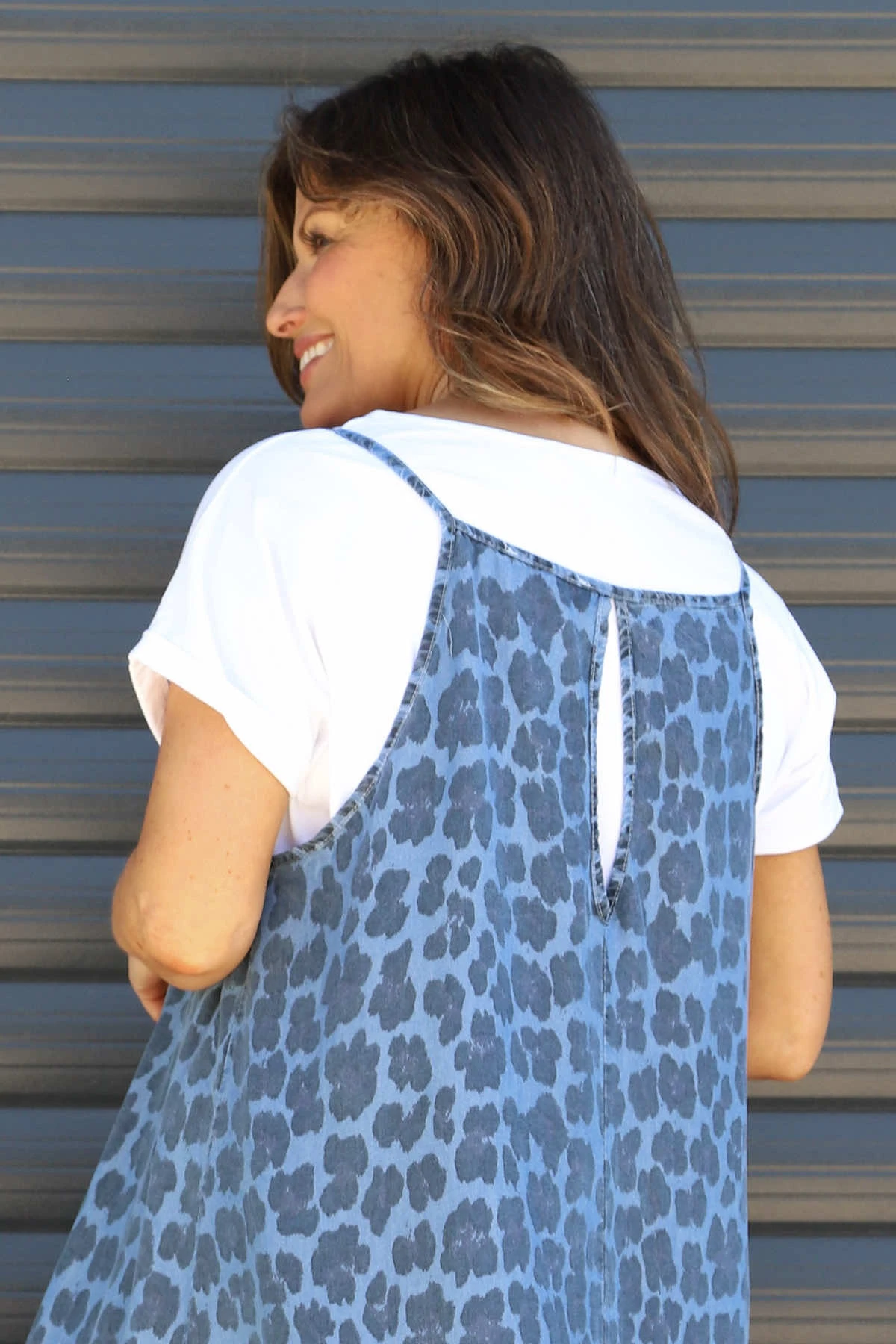 Lantic Strap Leopard Print Denim Dress Mid Denim 6 Lantic Strap Leopard Print Denim Dress Mid Denim - Image 4