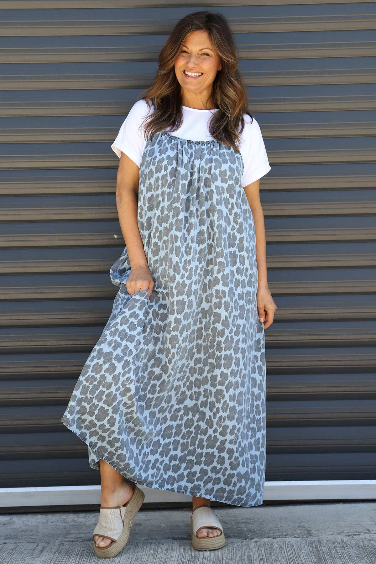 Lantic Strap Leopard Print Denim Dress Light Denim 3 Lantic Strap Leopard Print Denim Dress Light Denim