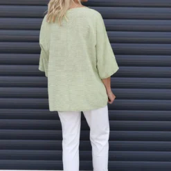 Caylen Stripe Cotton Top Green 9 Caylen Stripe Cotton Top Green -Kitandkaboodal Store IMG 9883 5bfc587c 2a64 45a3 8a66 13e7e6b01859