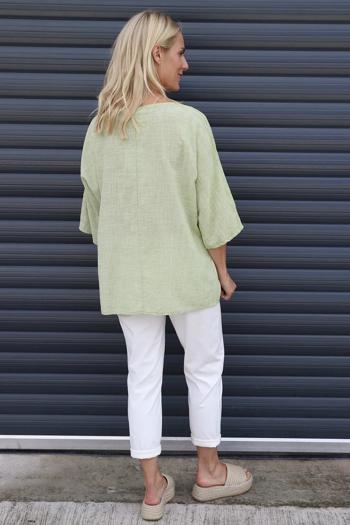 Caylen Stripe Cotton Top Green 6 Caylen Stripe Cotton Top Green - Image 4