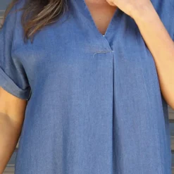 Chappell V-Neck Denim Dress Dark Denim 8 Chappell V-Neck Denim Dress Dark Denim -Kitandkaboodal Store IMG 9899 22912344 2186 478f bcf0 49b65dd45603