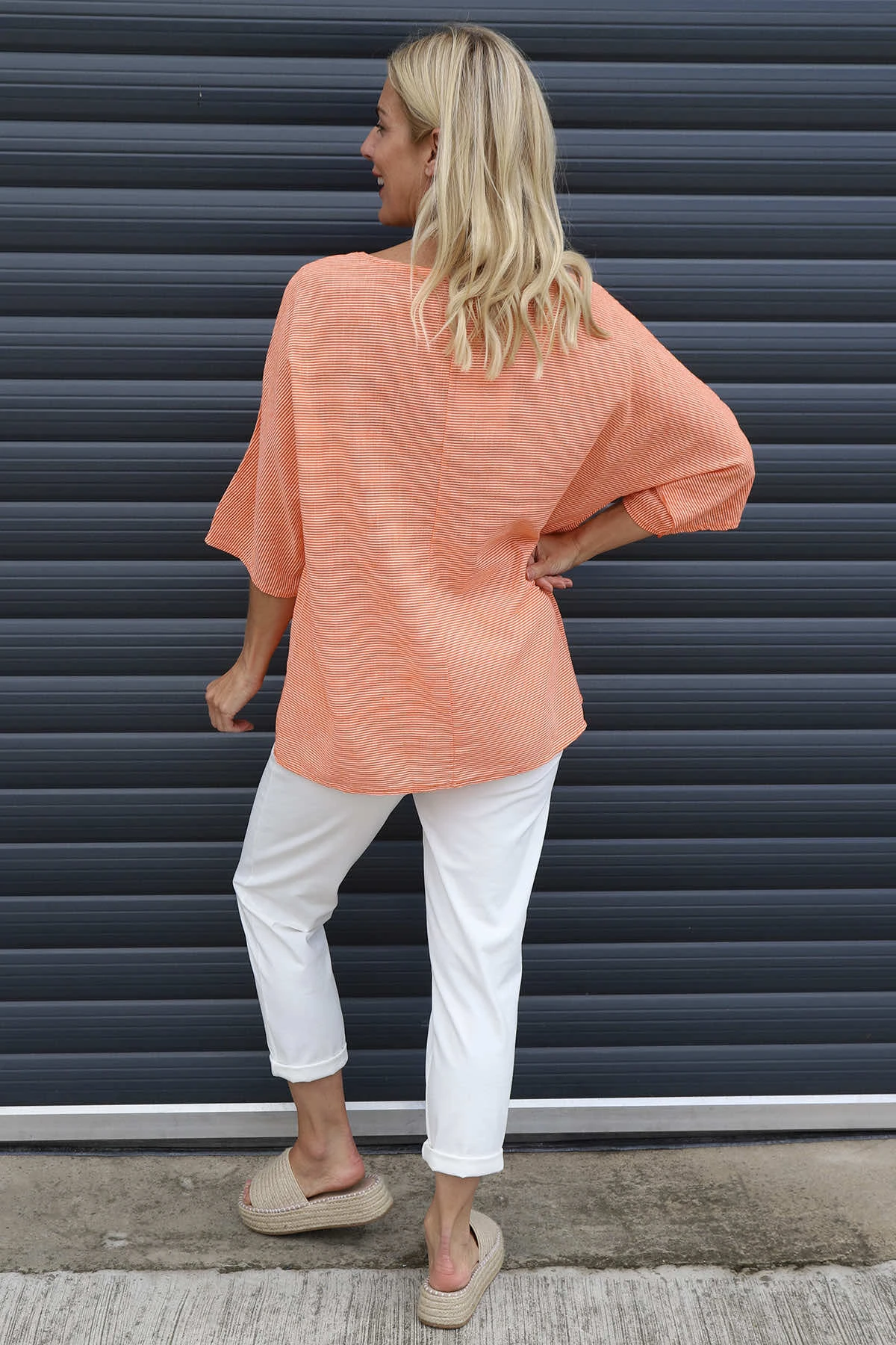 Caylen Stripe Cotton Top Orange 6 Caylen Stripe Cotton Top Orange - Image 4