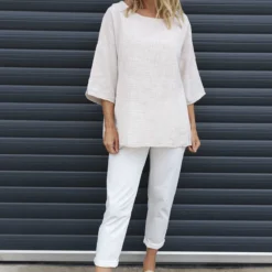 Caylen Stripe Cotton Top Stone