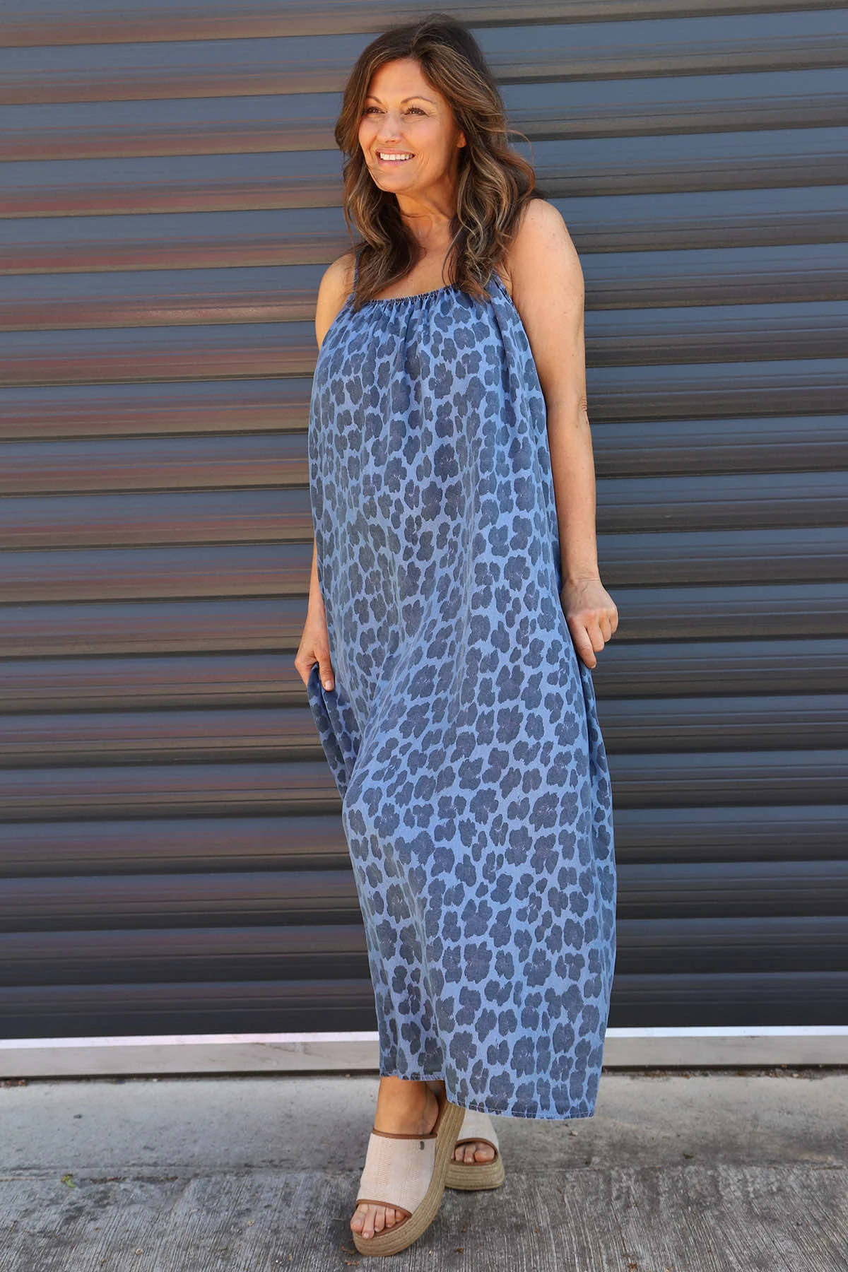 Lantic Strap Leopard Print Denim Dress Mid Denim 4 Lantic Strap Leopard Print Denim Dress Mid Denim - Image 2