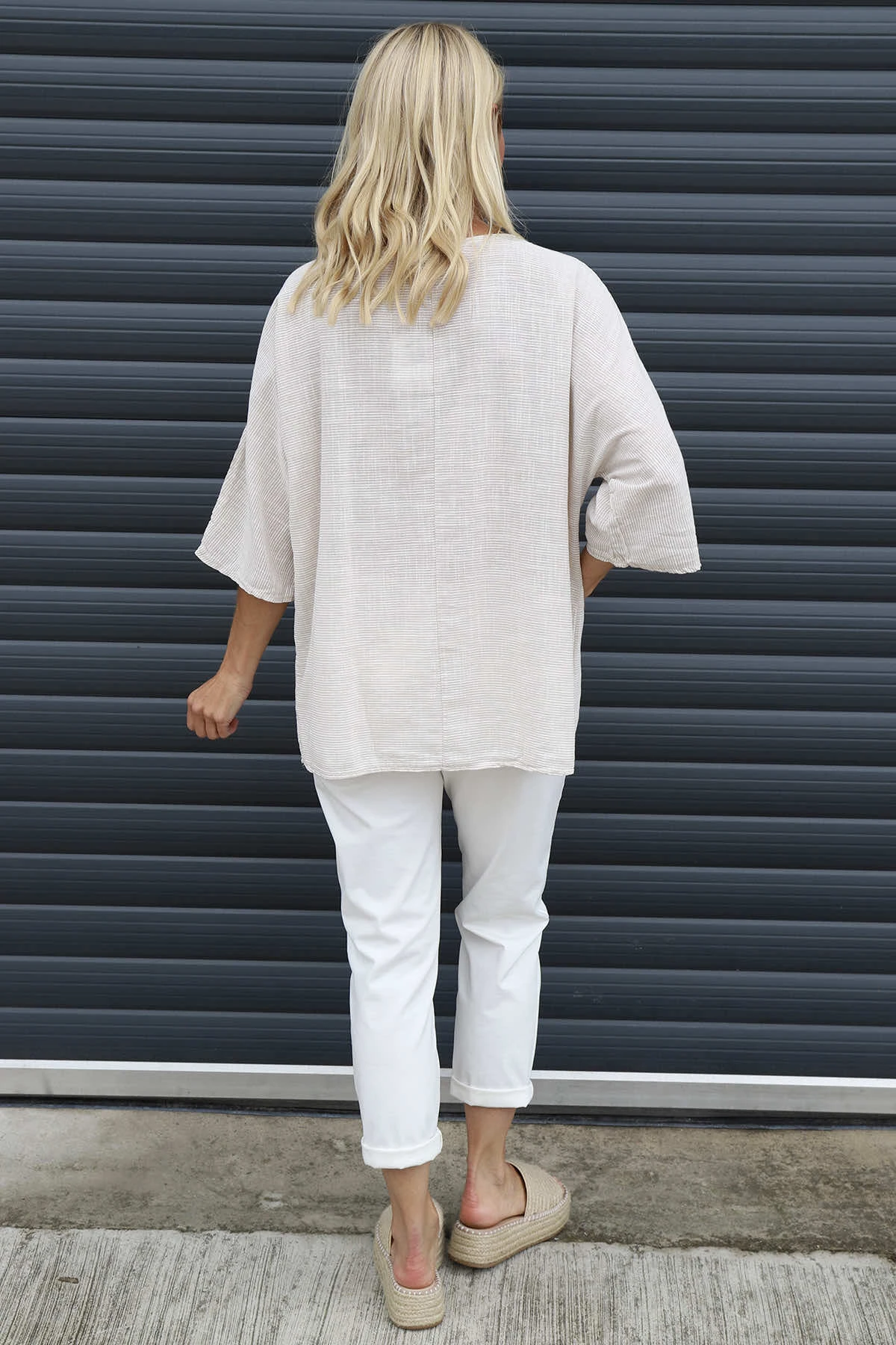 Caylen Stripe Cotton Top Stone 6 Caylen Stripe Cotton Top Stone - Image 4