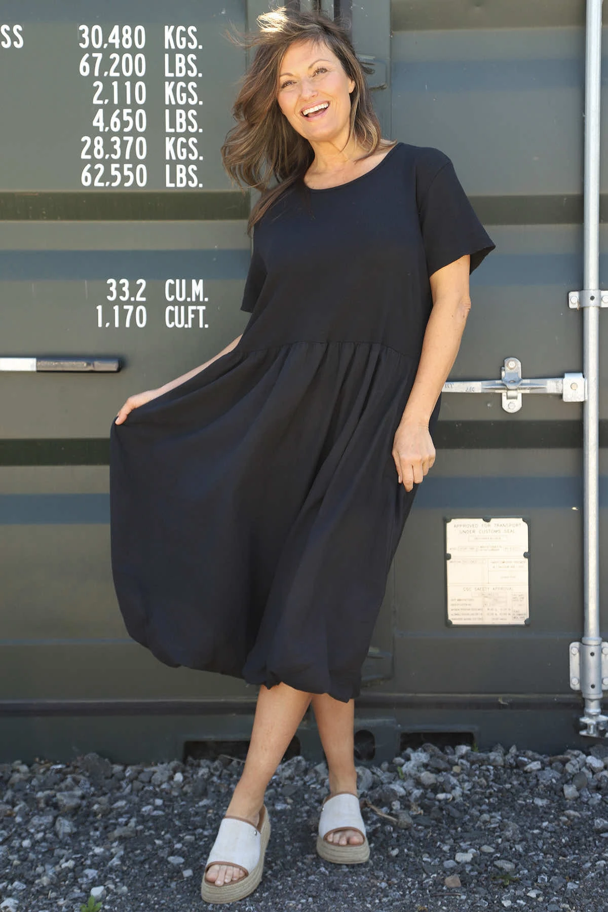 Sandown Puffball Cotton Dress Black 3 Sandown Puffball Cotton Dress Black