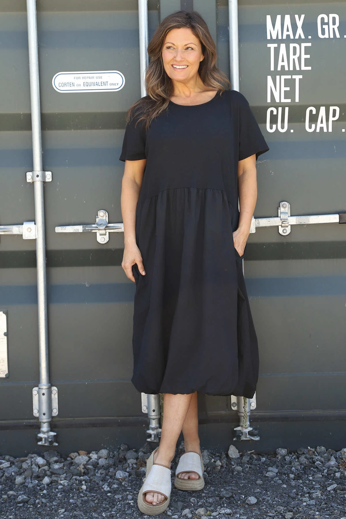 Sandown Puffball Cotton Dress Black 4 Sandown Puffball Cotton Dress Black - Image 2