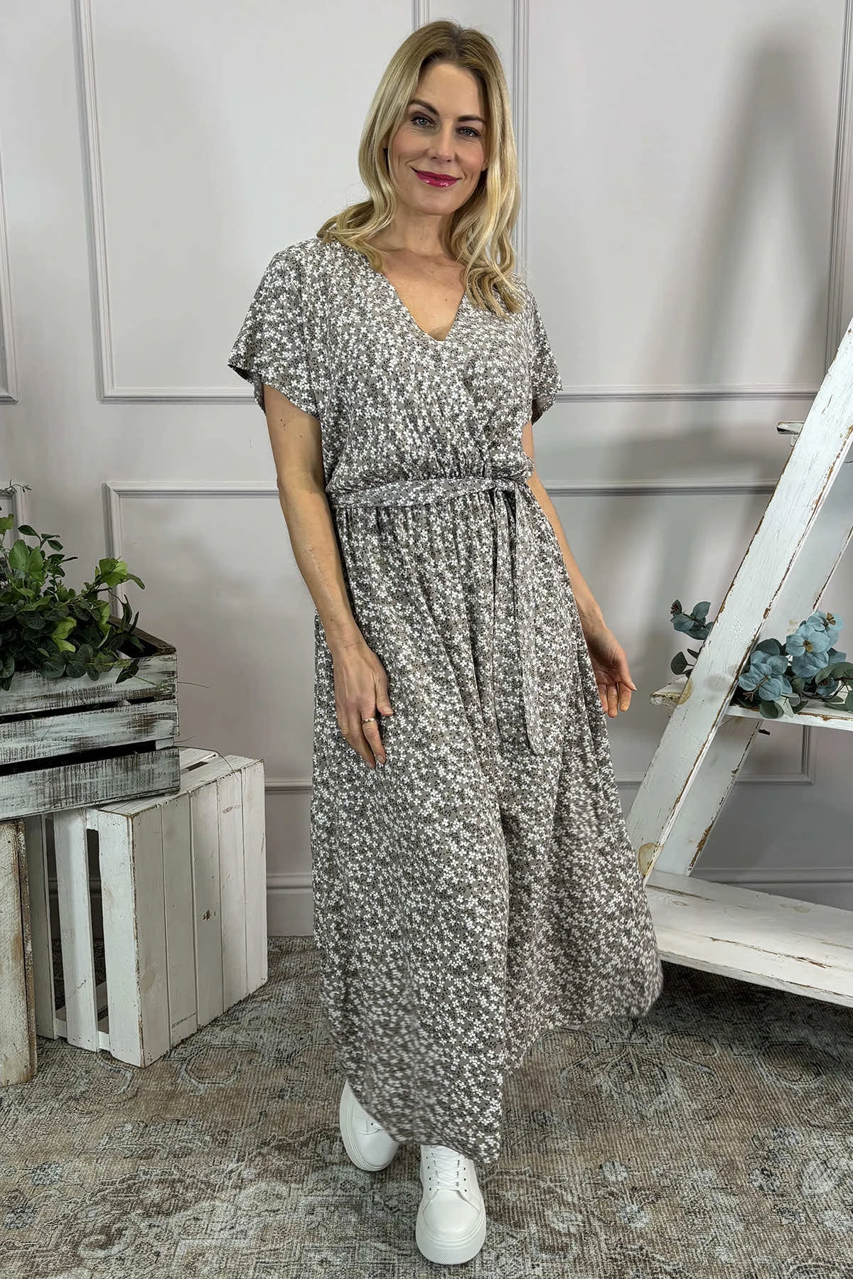 Aria Ditsy Dress Mocha 5 Aria Ditsy Dress Mocha - Image 3