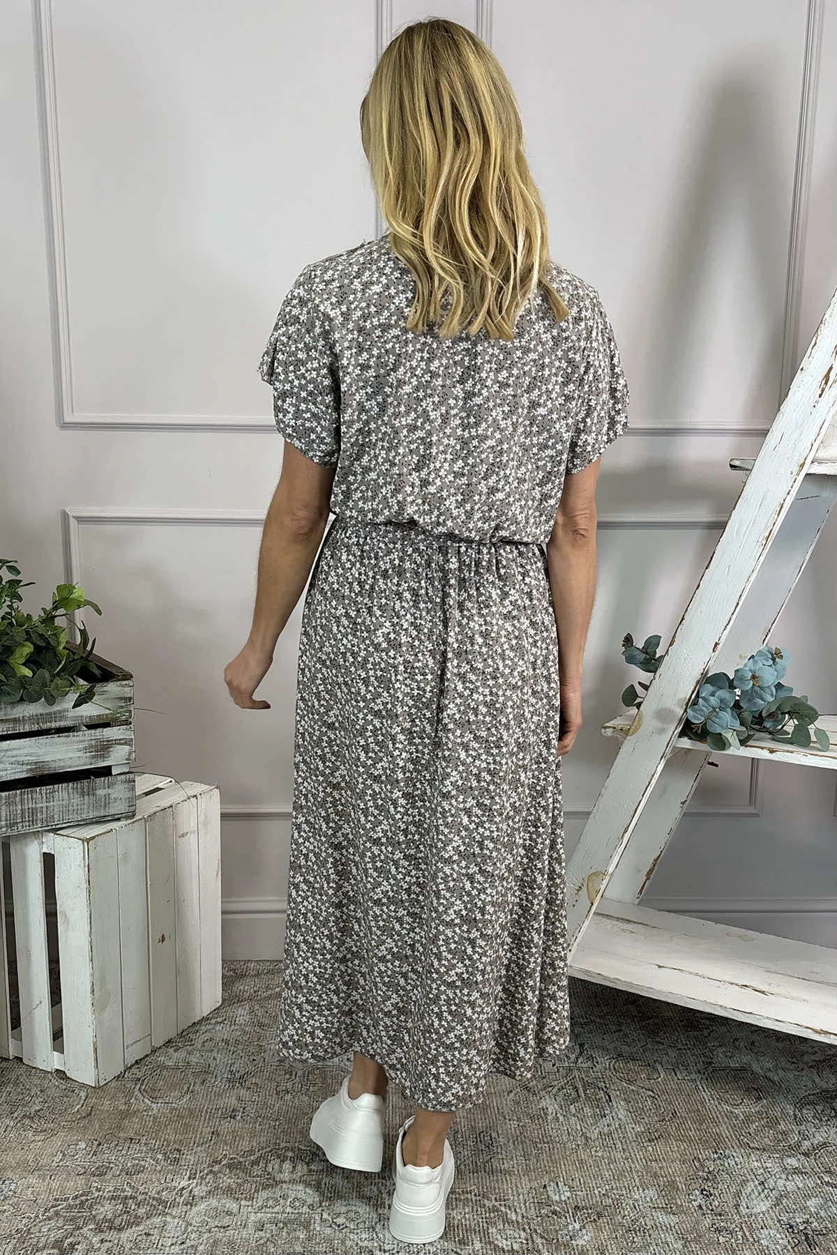 Aria Ditsy Dress Mocha 6 Aria Ditsy Dress Mocha - Image 4