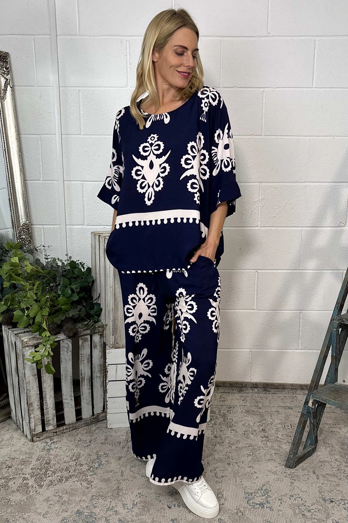 Pixie Print Top Navy 3 Pixie Print Top Navy