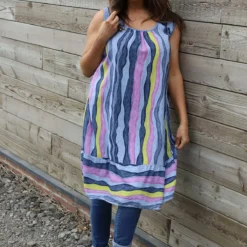 Amiah Stripe Tunic Blue