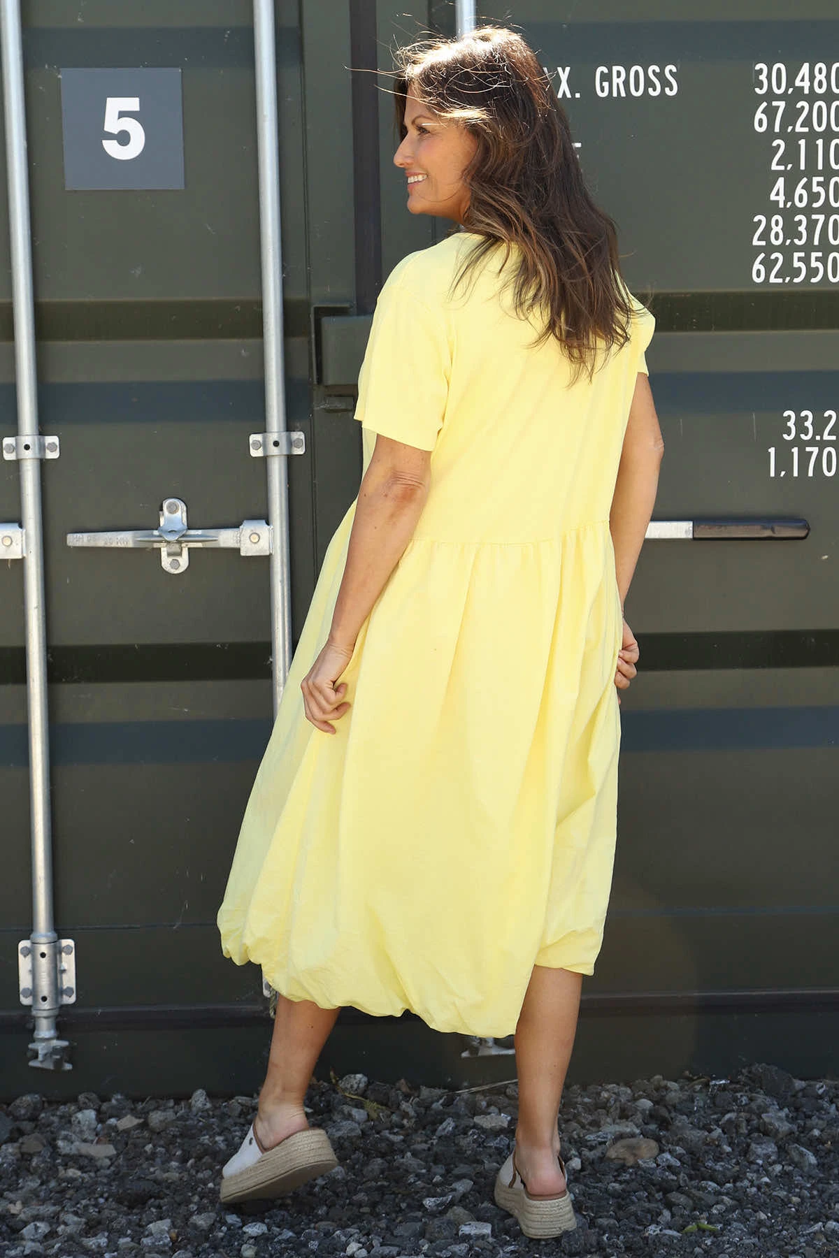 Sandown Puffball Cotton Dress Yellow 6 Sandown Puffball Cotton Dress Yellow - Image 4