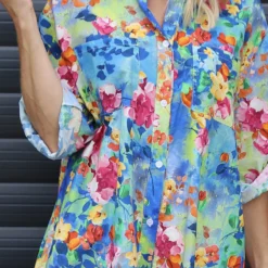 Amelia Bouquet Print Cotton Shirt Blue 8 Amelia Bouquet Print Cotton Shirt Blue -Kitandkaboodal Store IMG 9961 38a0dc94 f737 48c1 9f59 cbcc2c3ec1c2