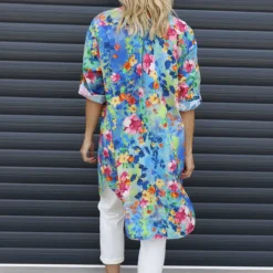 Amelia Bouquet Print Cotton Shirt Blue 9 Amelia Bouquet Print Cotton Shirt Blue -Kitandkaboodal Store IMG 9963 b84b7253 141d 4705 a1c1 b6c35fe1f257