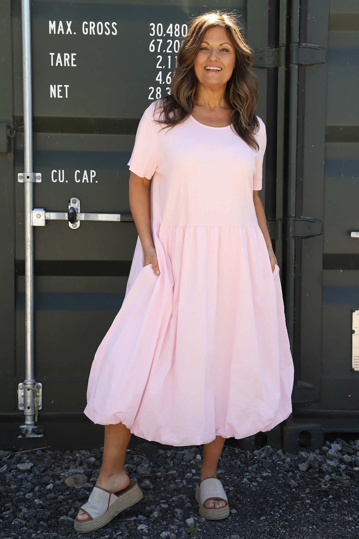 Sandown Puffball Cotton Dress Pink 3 Sandown Puffball Cotton Dress Pink