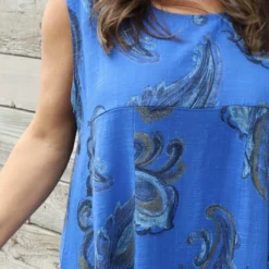 Carrie Sleeveless Pattern Cotton Dress Cobalt -Kitandkaboodal Store IMG 9983 d11ebb39 4a93 4320 a845 bfa1064c70aa