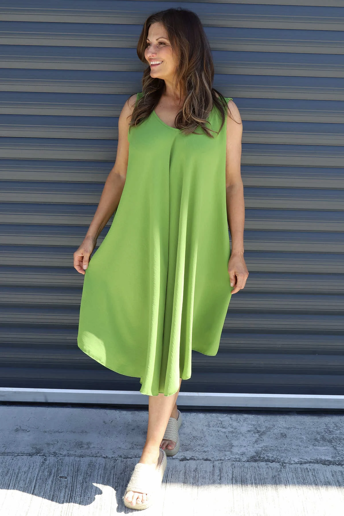 Charlene Sleeveless Dress Olive 3 Charlene Sleeveless Dress Olive