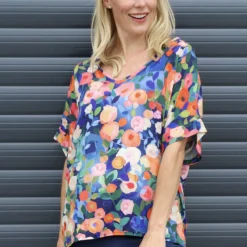 Luciella Print Top Navy