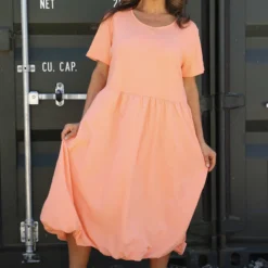 Sandown Puffball Cotton Dress Orange -Kitandkaboodal Store IMG 9992 db4f74a1 9a11 4ede ab98 b4f454b79ca0