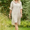 Beadnell Stripe Linen Tunic Stone 2 Beadnell Stripe Linen Tunic Stone -Kitandkaboodal Store KIT KABOODAL JUNE SHOT 03 0249