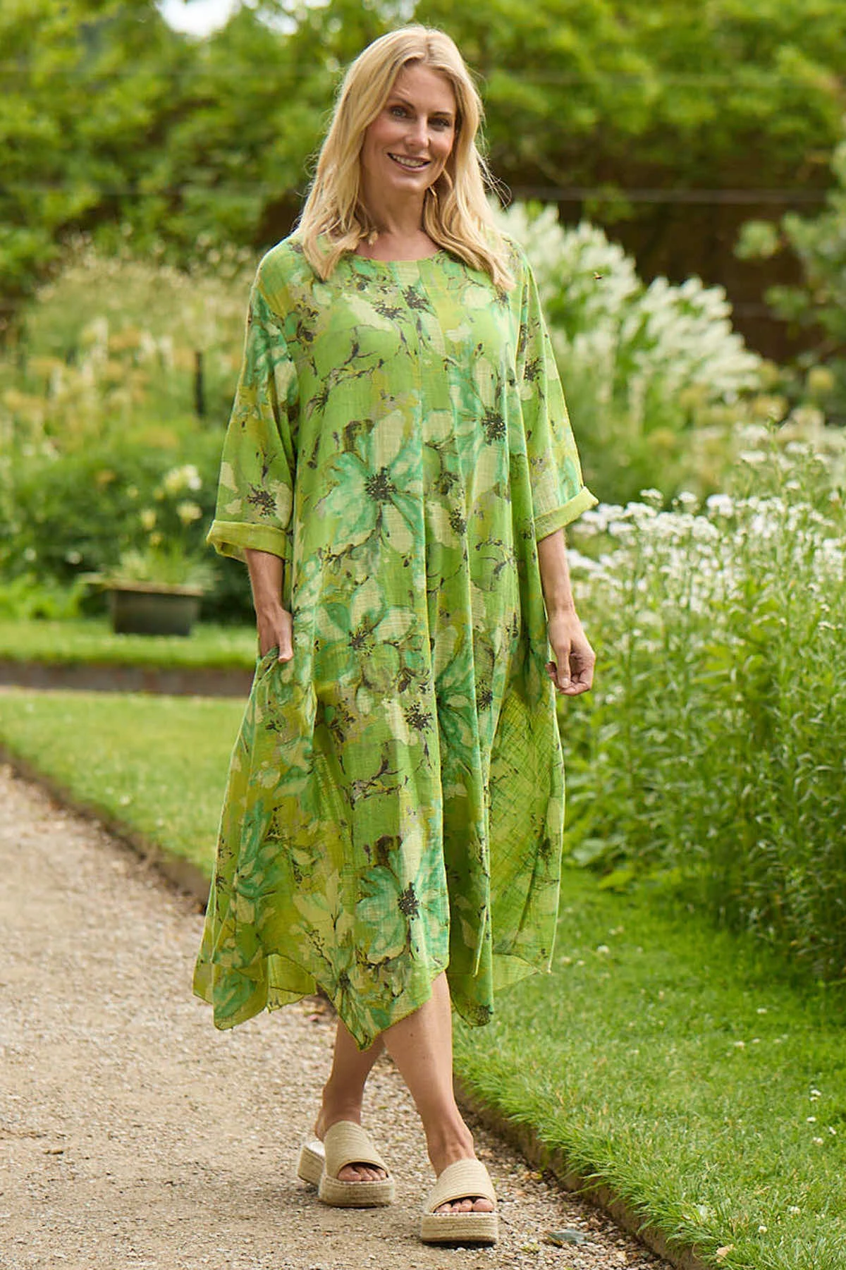 Eleni Print Linen Dress Green 3 Eleni Print Linen Dress Green
