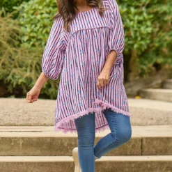 Kadenzia Print Cotton Tunic Pink