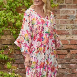 Tahlia Floral Linen Tunic Fuchsia