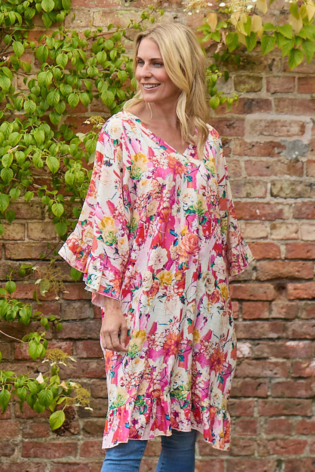Tahlia Floral Linen Tunic Fuchsia 3 Tahlia Floral Linen Tunic Fuchsia