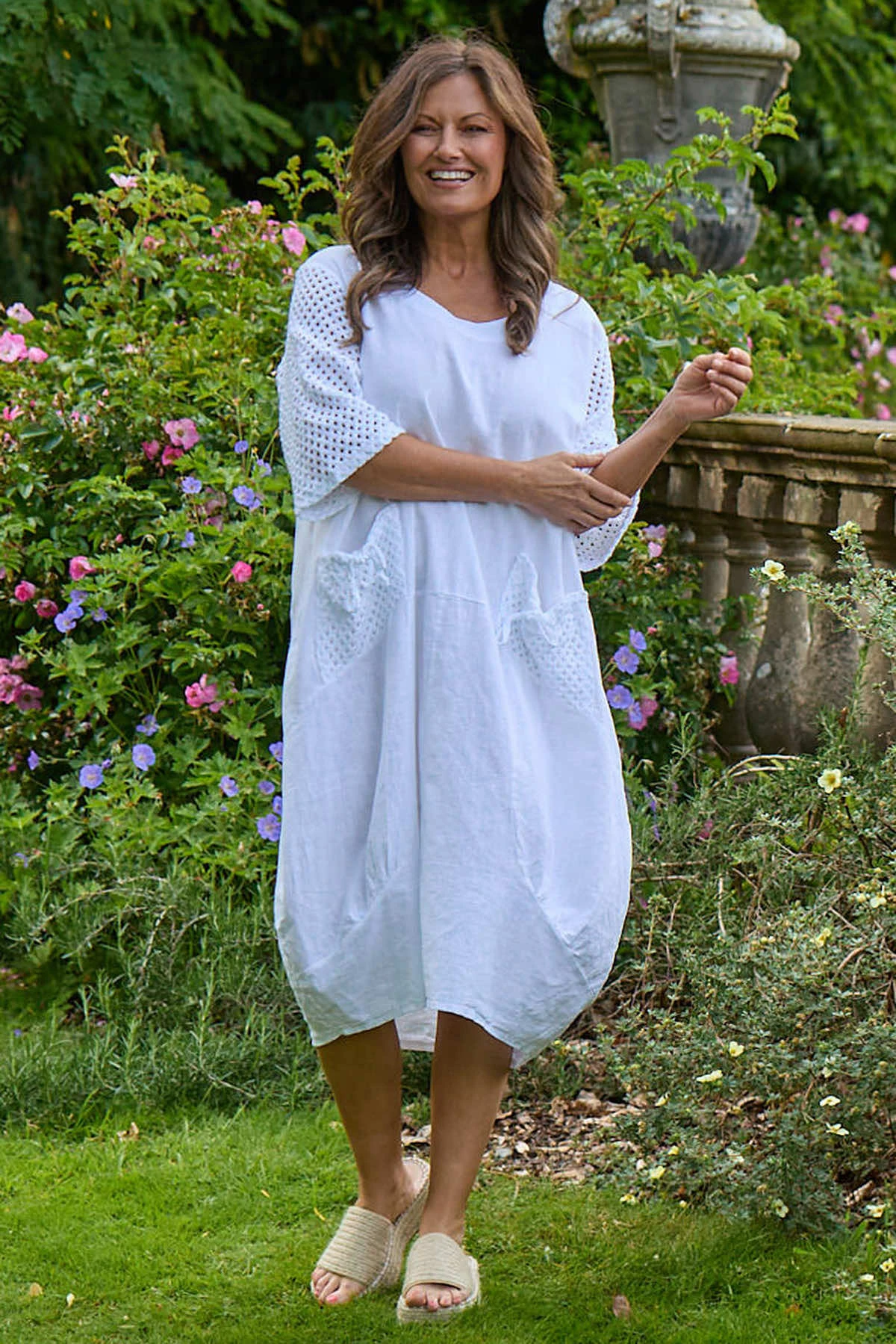 Cadie Crochet Detail Linen Dress White 3 Cadie Crochet Detail Linen Dress White