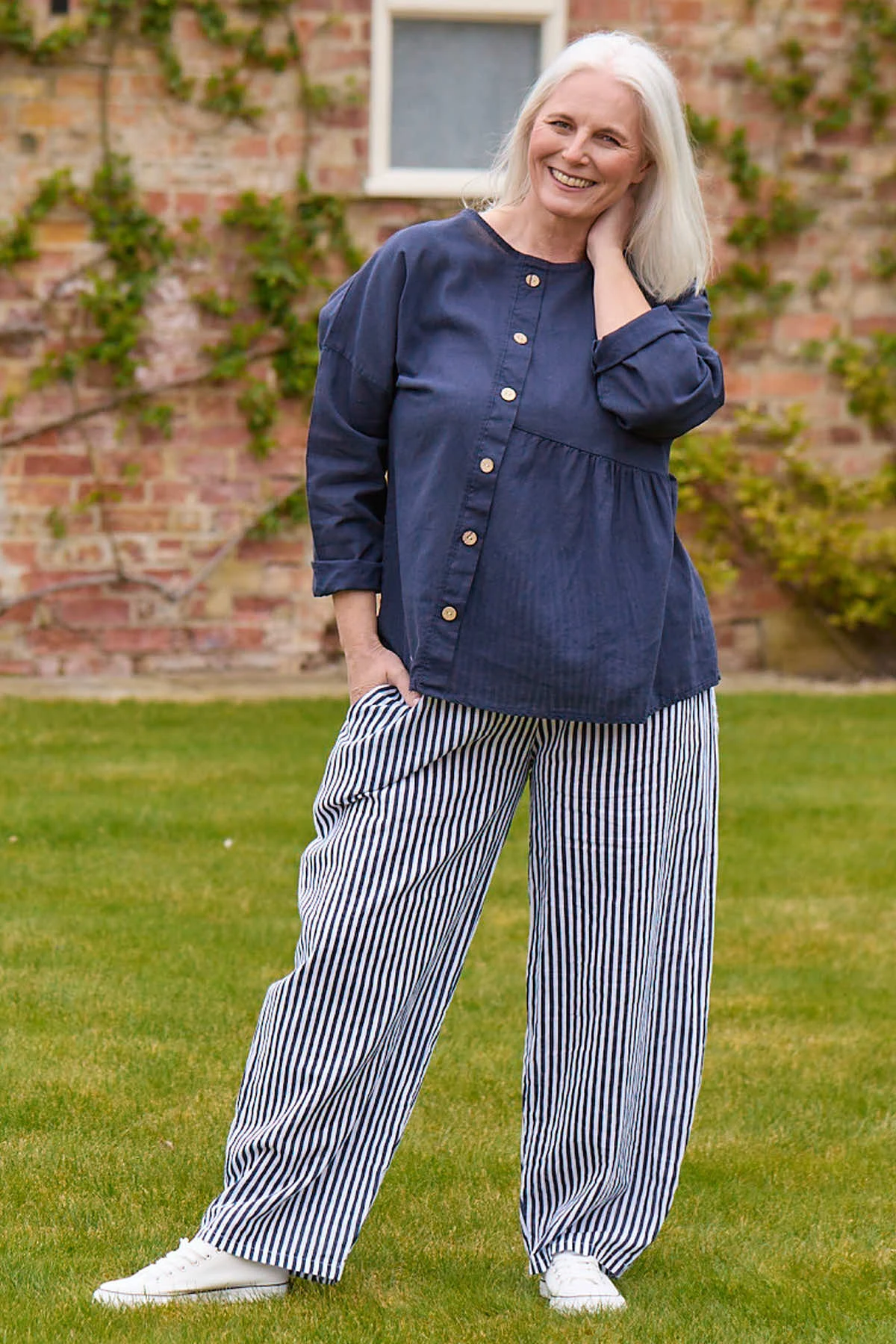 Nina Stripe Linen Trousers White 3 Nina Stripe Linen Trousers White