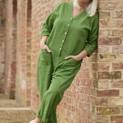 Paulton Linen Boilersuit Olive