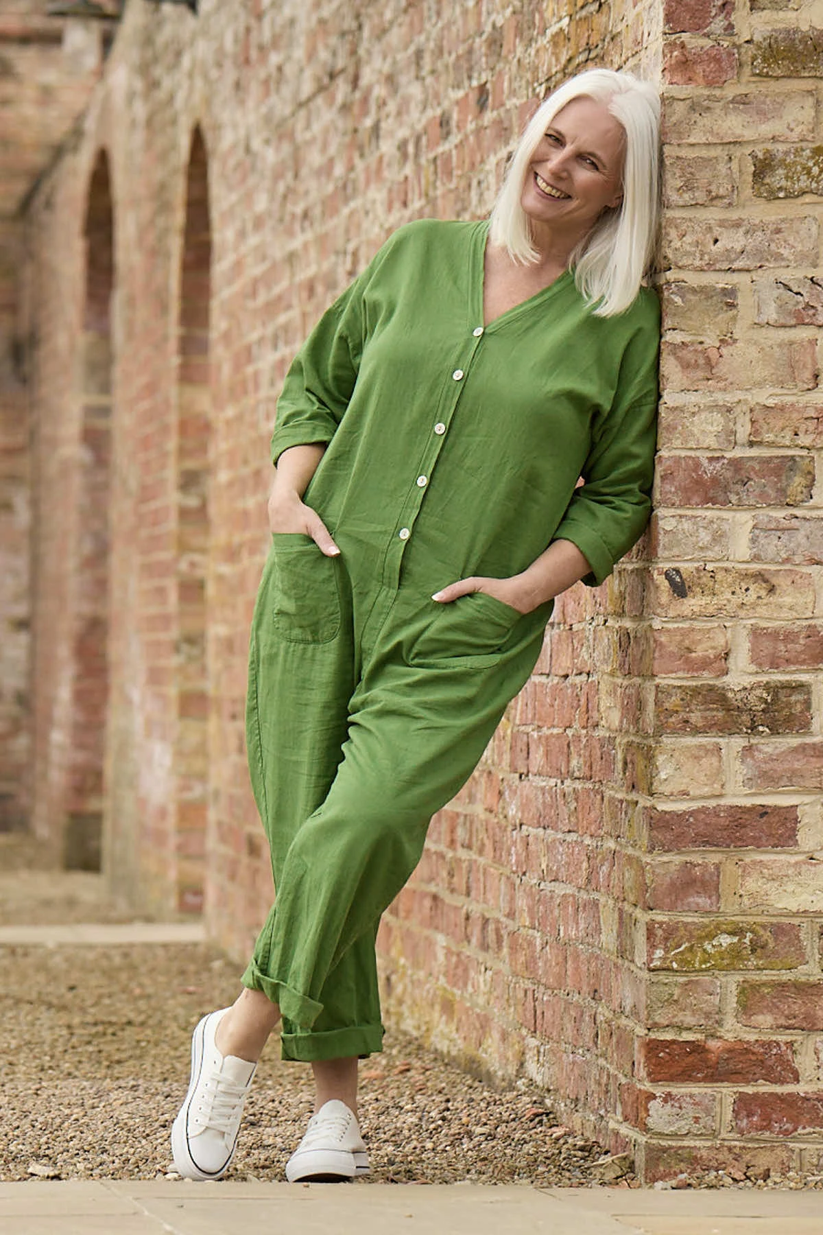 Paulton Linen Boilersuit Olive 3 Paulton Linen Boilersuit Olive