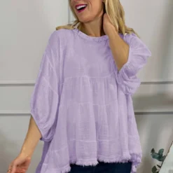 Bingham Tiered Cotton Top Lilac