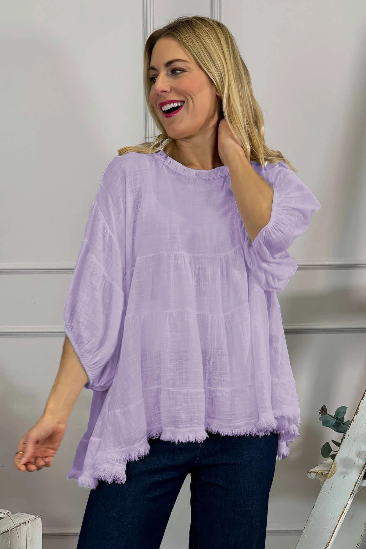 Bingham Tiered Cotton Top Lilac 3 Bingham Tiered Cotton Top Lilac