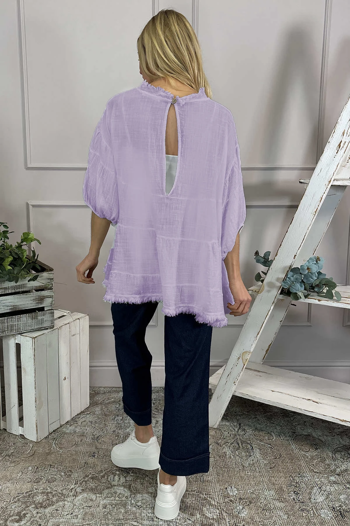 Bingham Tiered Cotton Top Lilac 6 Bingham Tiered Cotton Top Lilac - Image 4