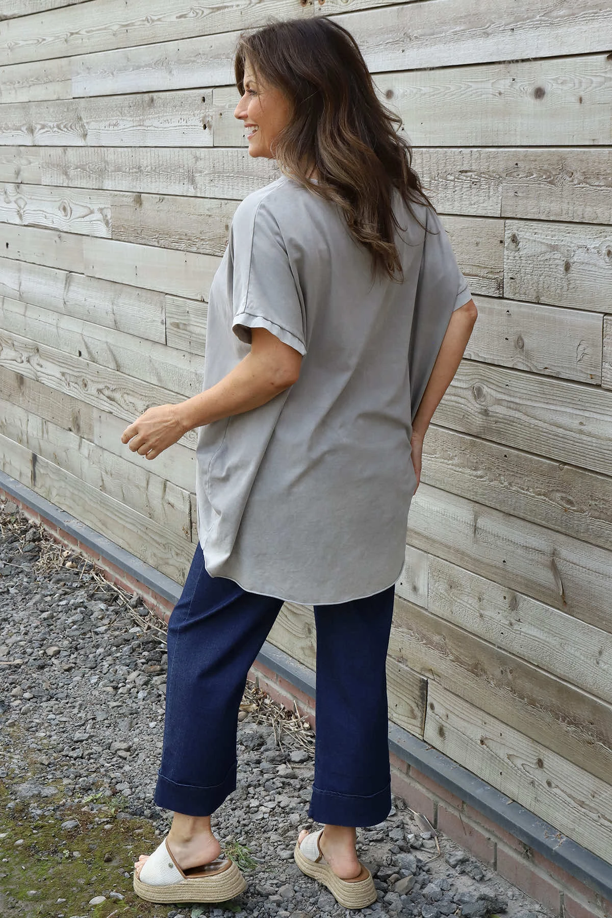 Celina Dipped Hem Washed Cotton Top Mocha 6 Celina Dipped Hem Washed Cotton Top Mocha - Image 4