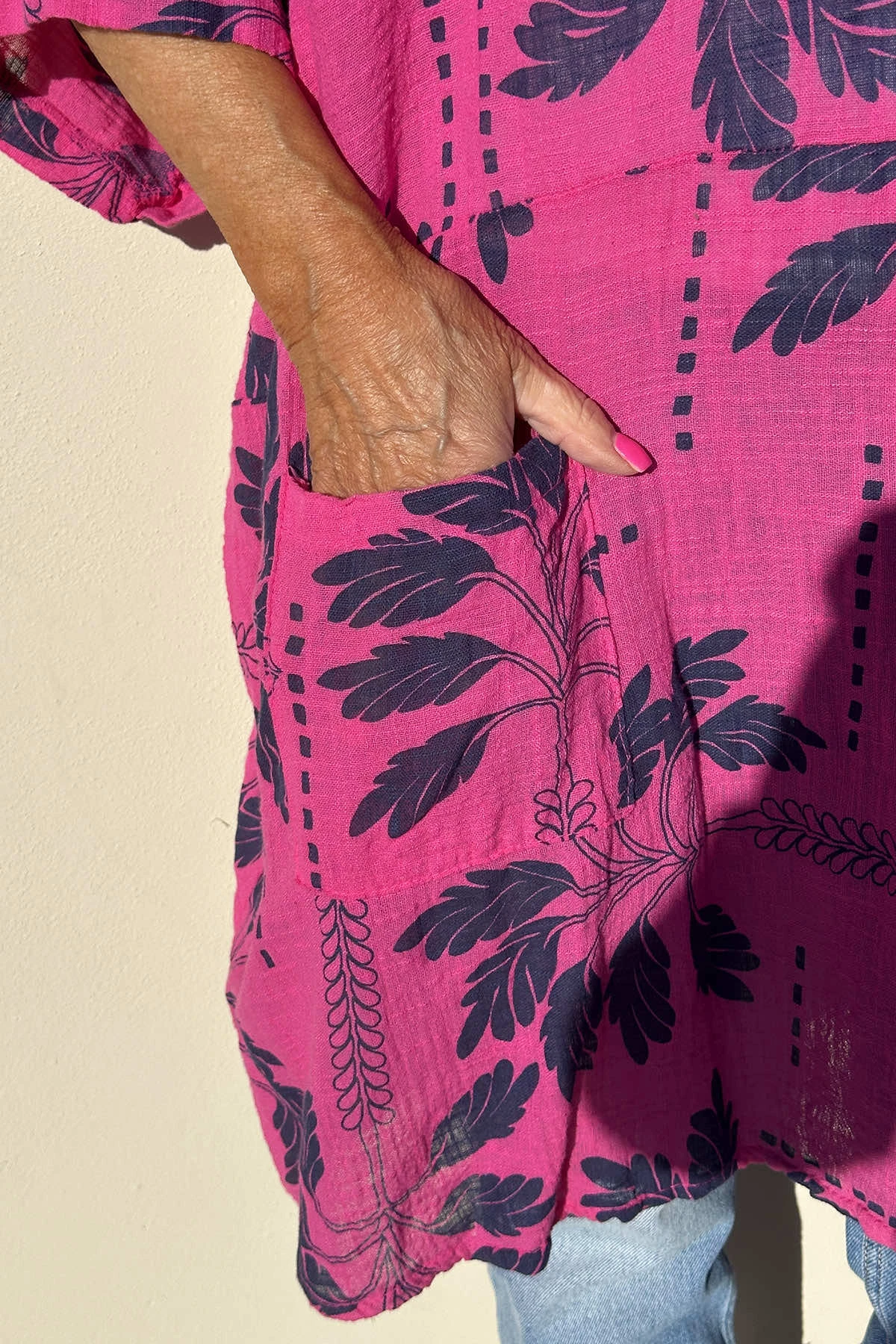 Bowie Print Cotton Top Fuchsia 5 Bowie Print Cotton Top Fuchsia - Image 3