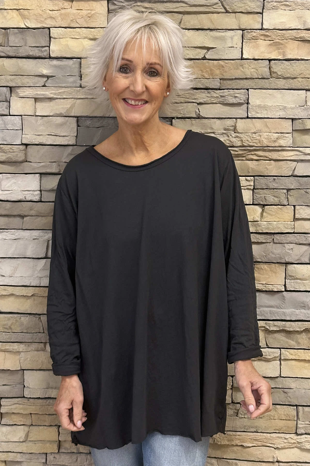 Amber Cotton Top Charcoal 5 Amber Cotton Top Charcoal - Image 3