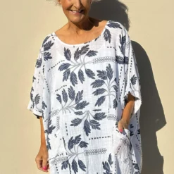 Bowie Print Cotton Top White