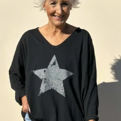 Briony Star Cotton Top Black