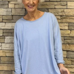 Amber Cotton Top Powder Blue