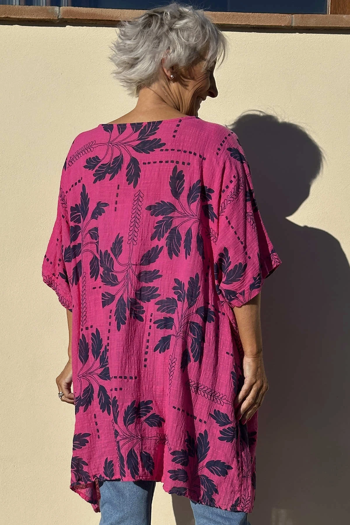 Bowie Print Cotton Top Fuchsia 6 Bowie Print Cotton Top Fuchsia - Image 4