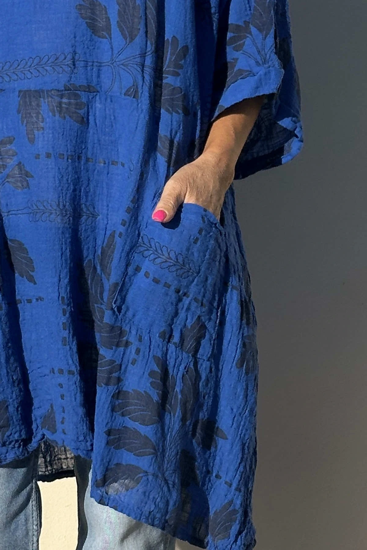 Bowie Print Cotton Top Cobalt 5 Bowie Print Cotton Top Cobalt - Image 3